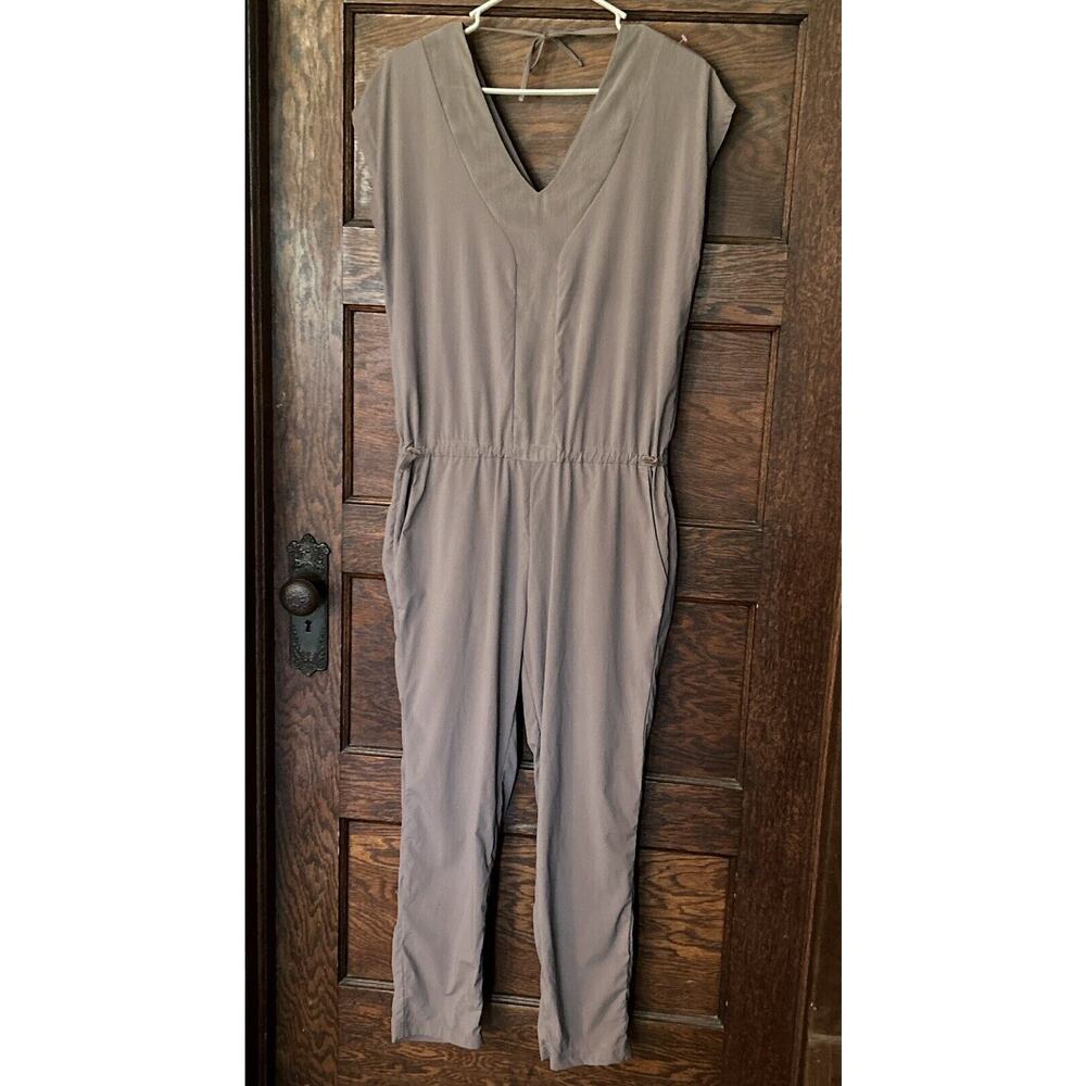 Indygena Esi Brown Taupe V Neck Back Cap Sleeve Jumpsuit Women's Size S
